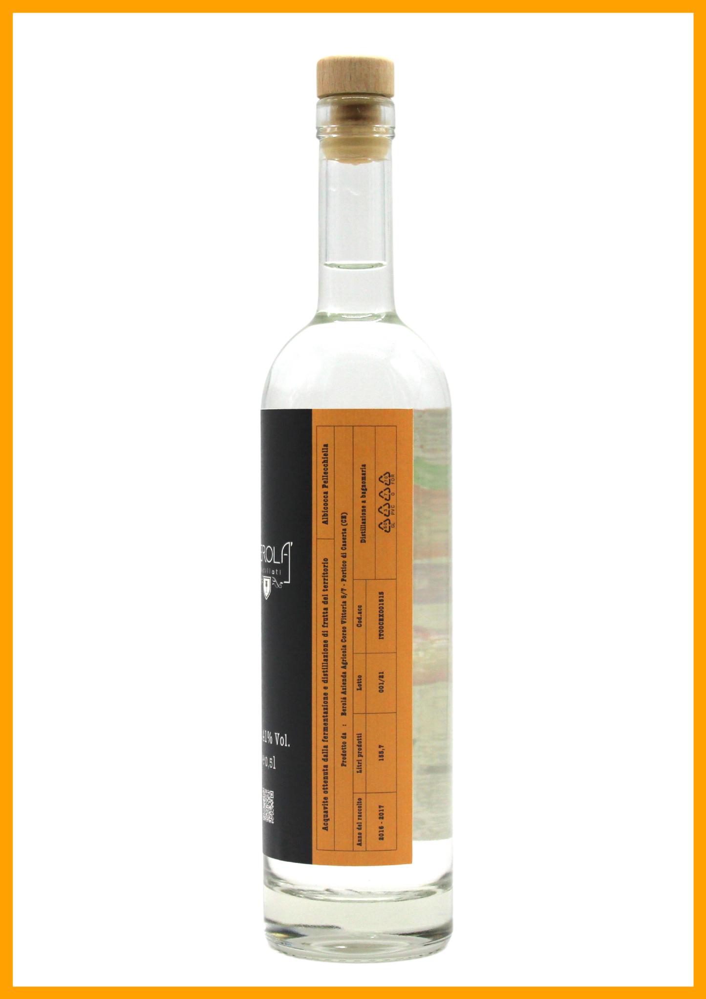 bottiglia di B•VITAE Albicocca Pellecchiella acquavite di frutta artigianale 100% italiana