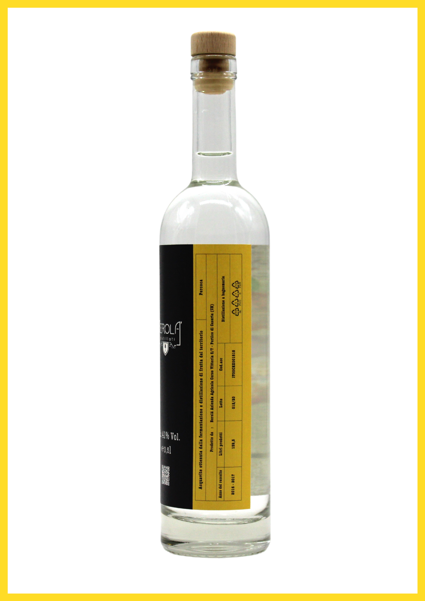 bottiglia di B•VITAE Percoca acquavite di frutta artigianale 100% italiana