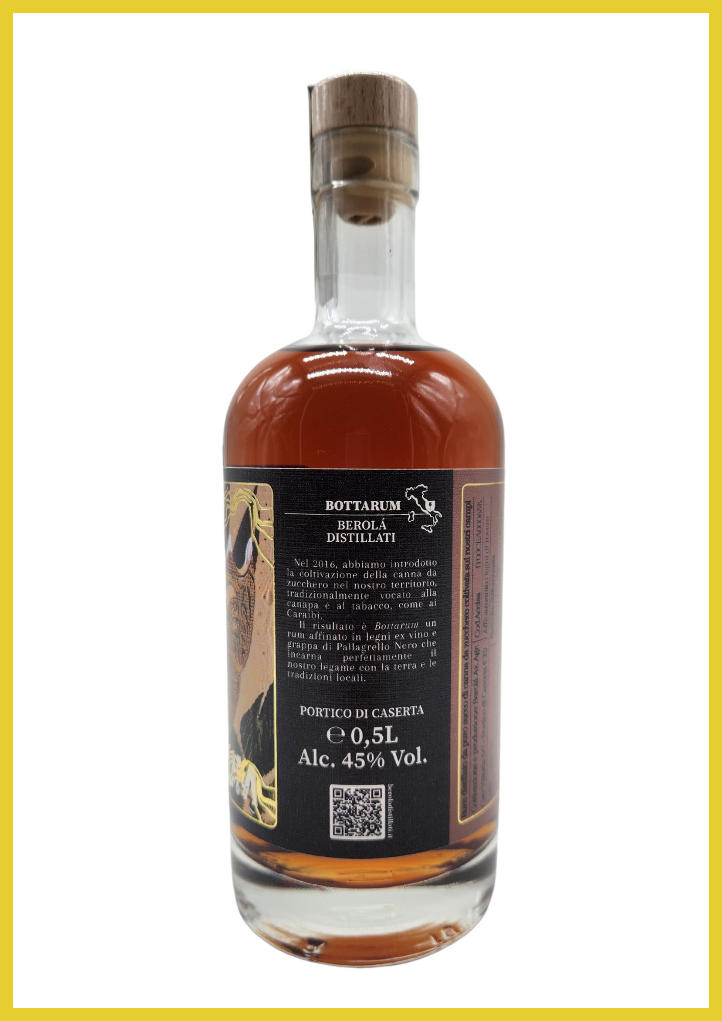 bottiglia di BOTTARUM 2024 rum artigianale 100% italiano da puro succo di canna da zucchero 
