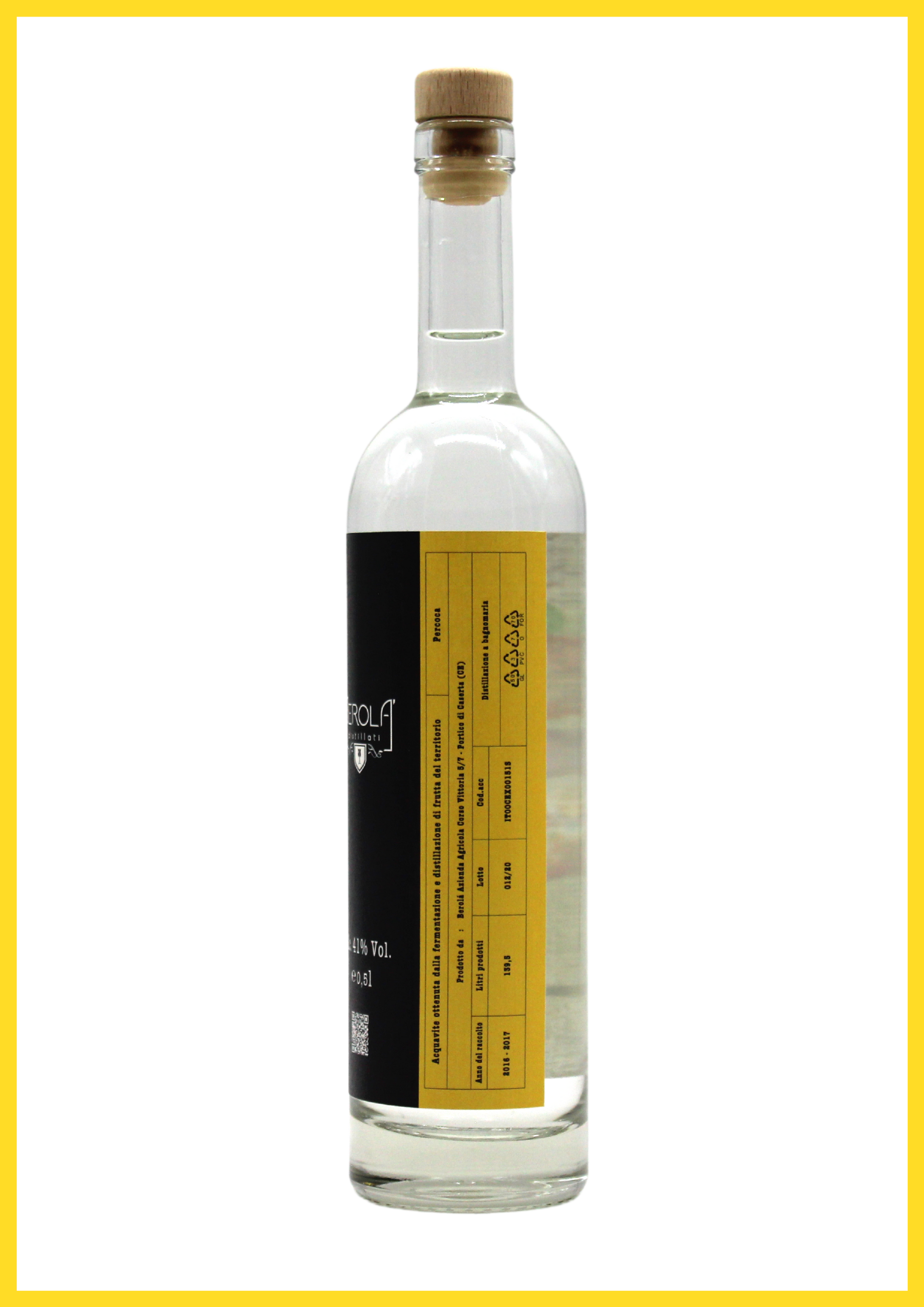 bottiglia di B•VITAE Percoca acquavite di frutta artigianale 100% italiana 
